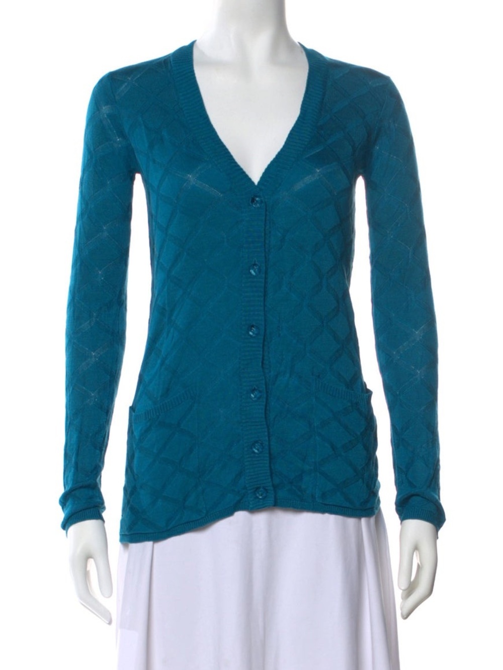 Vintage 2000s Marc by Marc Jacobs Silk Blue V Neck Knit Cardigan Y2K